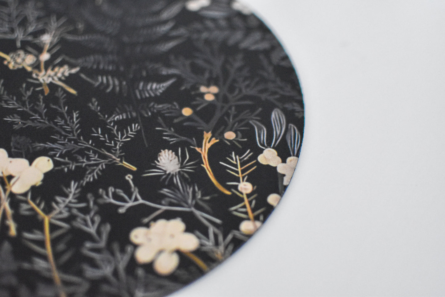 Black Botanical Mouse Pad
