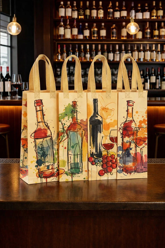 Watercolour Wine Bag Set of 4
